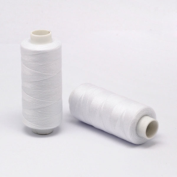 Plain sewing thread on spool, polyester, thickness 0.2 mm, white, 360 meters, 1pc