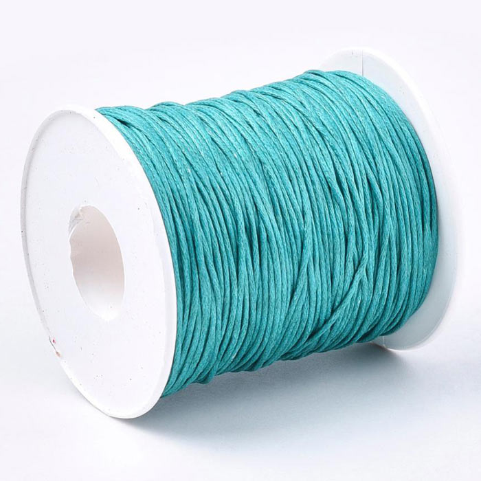 Waxed cotton cord, dark turquoise, thickness 1.2mm, 2m