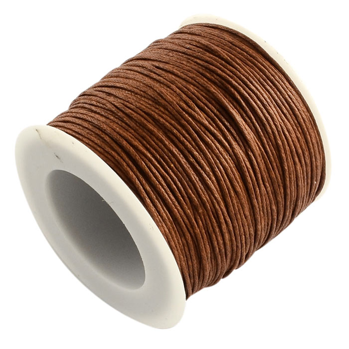 Waxed cotton cord, sienna brown, 1.2mm, 2m