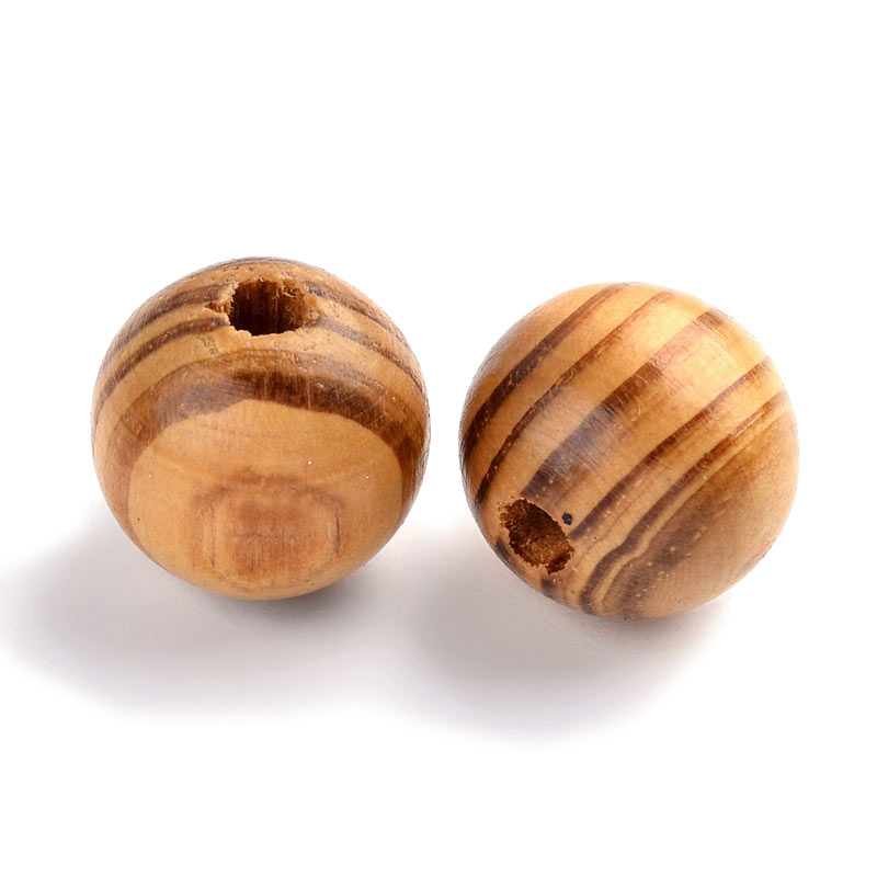 Wooden bead, pine, brown, 16mm, 6pcs.