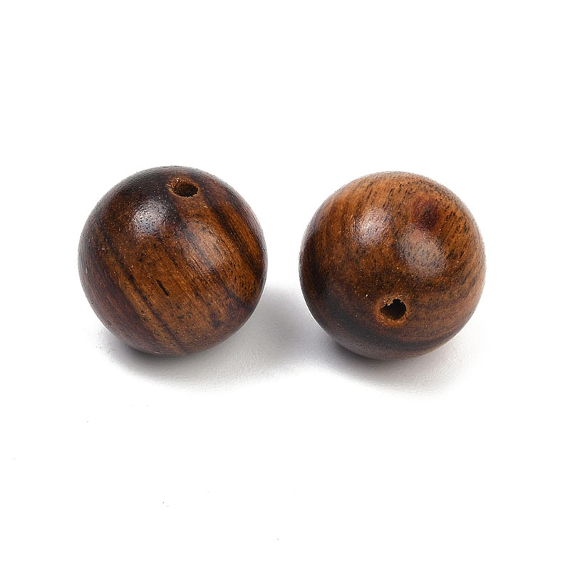 Wooden bead, full strand, round, coconut brown, 12mm, 6 pcs.