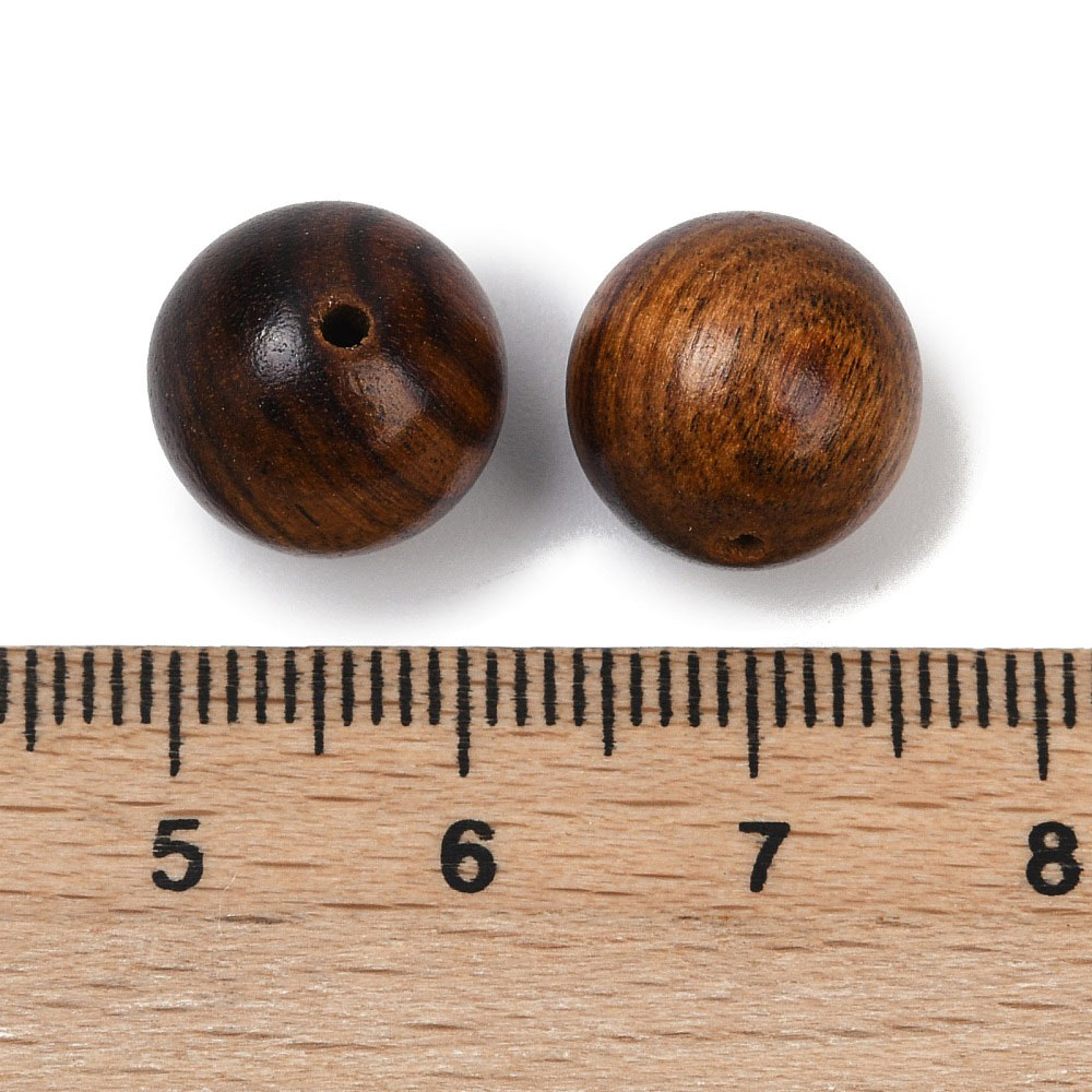 Wooden bead, full strand, round, coconut brown, 12mm, 6 pcs.
