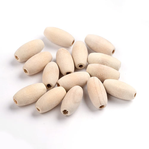 Wooden bead, light, oval, 20x10 mm, 10 pcs