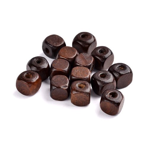 Wooden bead, dark brown, square, 10x10mm, 10pcs.