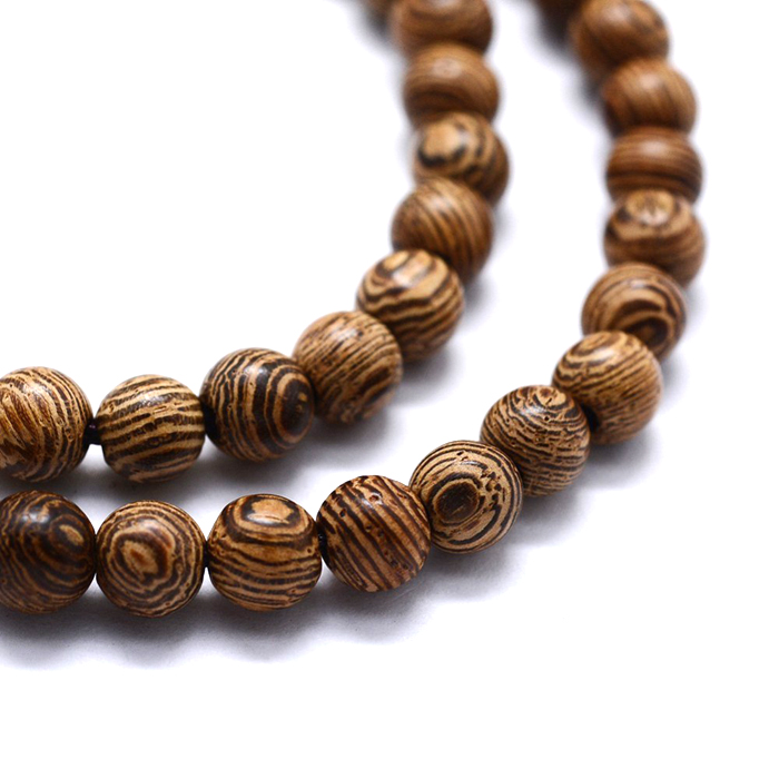 Wooden bead, coffee latte brown marbled, 8mm, 10pcs.
