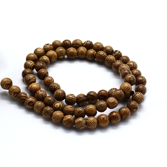 Wooden bead, coffee brown marbled, 6mm, 10pcs.