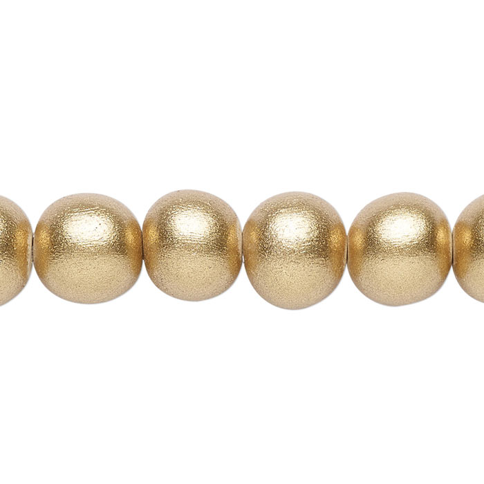 Wooden bead, golden, full strand, ca. 10 mm, round, Hole size 2mm, 38pcs