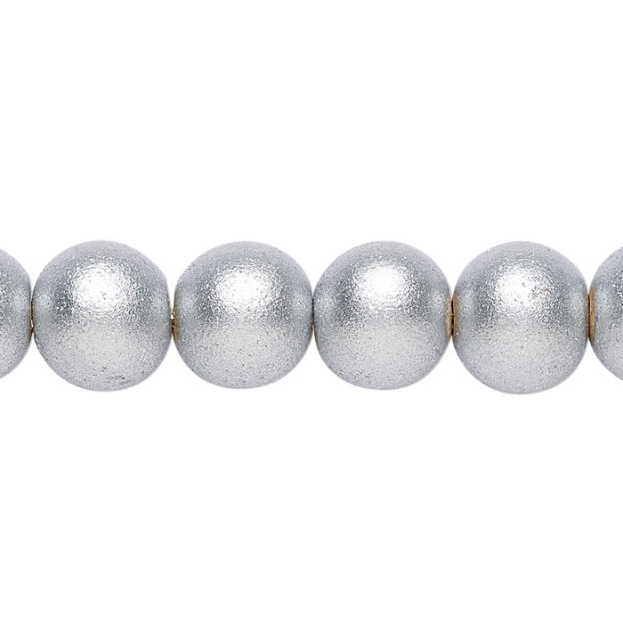 Wooden bead, silver, ca. 10 mm, round, Hole size 2mm, 10pcs