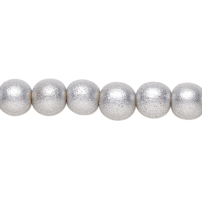 Wooden bead, silver, ca. 8 mm, round, Hole size 1,5mm, 10pcs