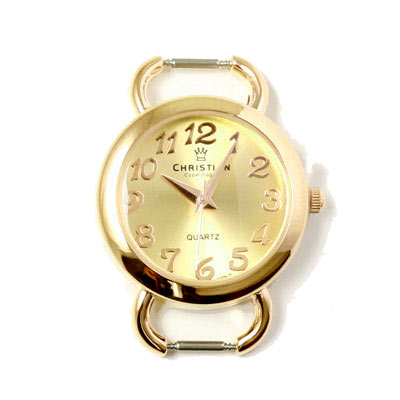 Watch face, gold plated steel case with golden dial, 30x40x6mm, 1pc
