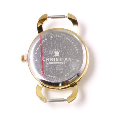 Watch face, gold plated steel case with golden dial, 30x40x6mm, 1pc