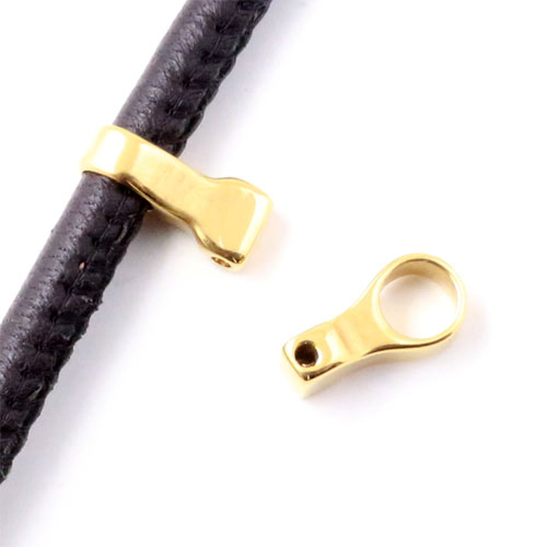 Extender ring set for watches, gilded steel, 16x7x8 mm, holesize 6.2mm, 2pcs.