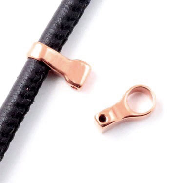 Extender ring set for watches, rose-gold plated steel, 16x7x8 mm, holesize 6.2mm, 2pcs