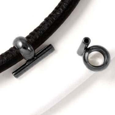 Extender ring, black steel, 18x13 mm, hole size 6mm, 1pc.