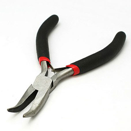 Bend-nose plier - black and red handle, length 12.5cm, 1pc.