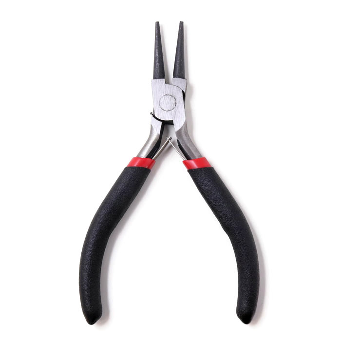 Round-nose pliers, beginner level, black and red handle, 1pc