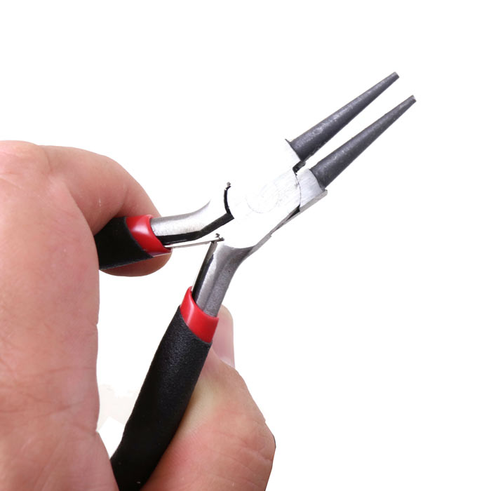 Round-nose pliers, beginner level, black and red handle, 1pc