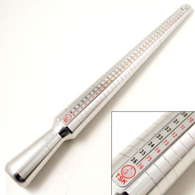 Ring measuring mandrel in aluminum, allows you to size finger rings etc, 25.5 cm, 1pc.