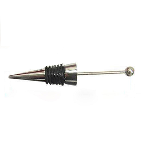Wine stopper, apply beads, platinum colored, steel tip, 12 cm, 1 piece.