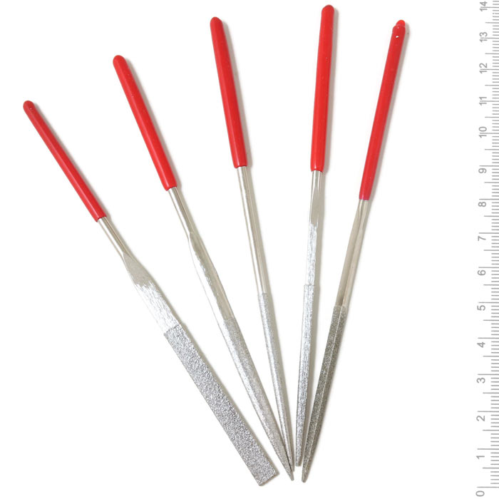 5-piece bead reamer set, diamond dust coated steel, 14cm, 1 set.