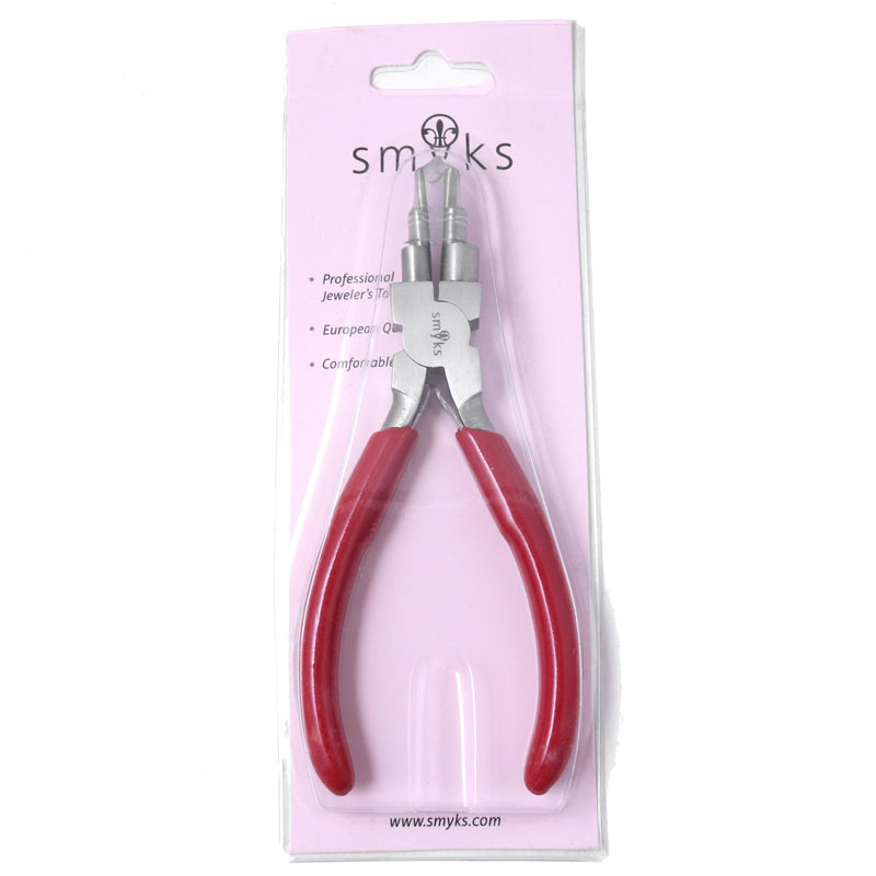 Round nose pliers with 6 different steps, carbon steel, red handle, solid quality, 1 pc