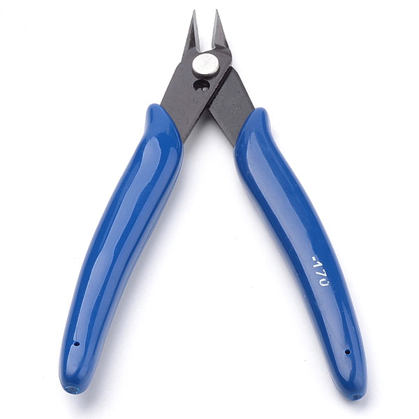 Flush-cutter pliers, for jewelry making, pointed, blue, length 13 cm, 1pc