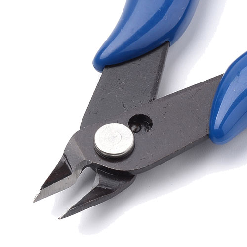 Flush-cutter pliers, for jewelry making, pointed, blue, length 13 cm, 1pc