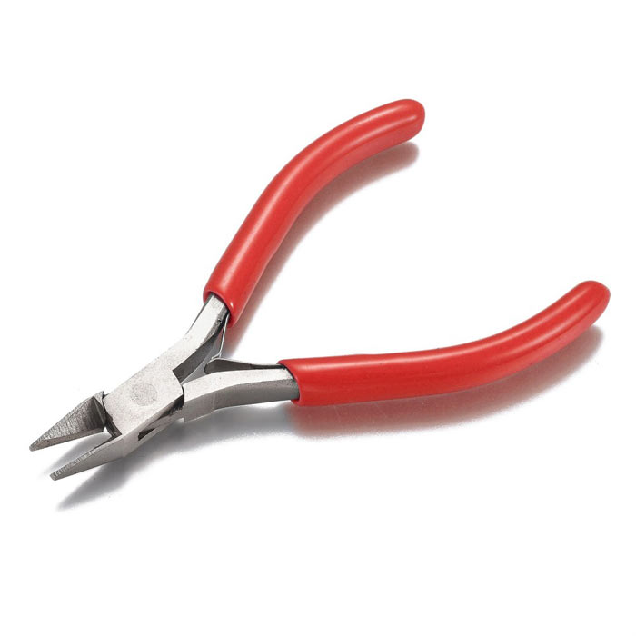 Flush-cutter pliers, for jewelry making, alround quality, red, length 11 cm, 1pc