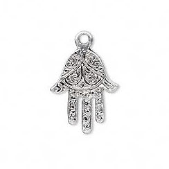 Fatima's hand amulet, metal-colored charm, 18x14.5mm, 2pcs.