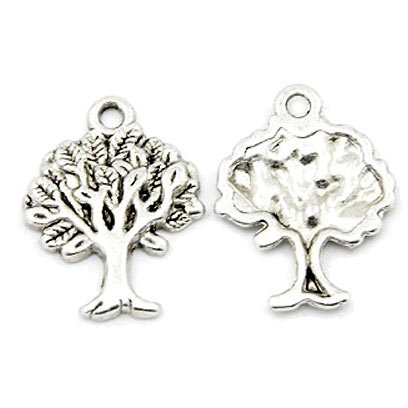 Pendant, Antique silver, tree of life, nickelfree metal, 22x17mm, 2pcs.