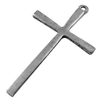 Pendant, large slim cross, metal-coloured, 61x36mm, 1pc.