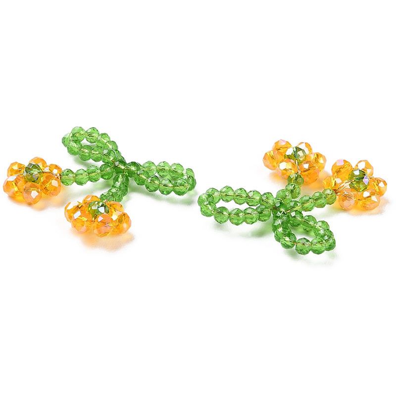 Pendant, flower bow, yellow and green, crystal figurine, 30x30x3 mm, 1 pc