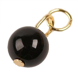 Gilded pendant, Onyx bead and gold plated silver loop, bead size 6mm, 1pc.