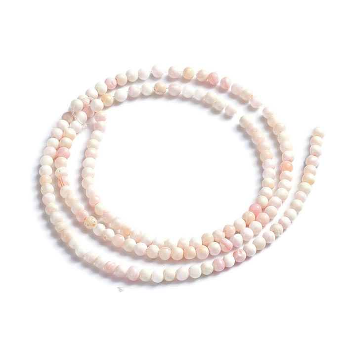 Shell beads, pink shades, whole strand, round, 3.5mm, appx. 154 pc.