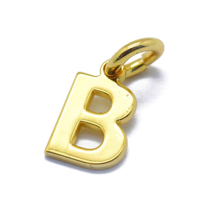 Letter pendant or charm, shiny, gold plated silver, ca. 9x4-8x0.8mm. 1pc