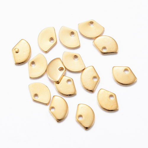 Gilded steel charm w. 1 hole at the edge, 7x5mm, 6pcs.