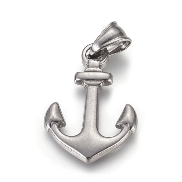 Anchor pendant, steel, bail hole size 5x7.5mm, 30x21x2.5mm, 1pc