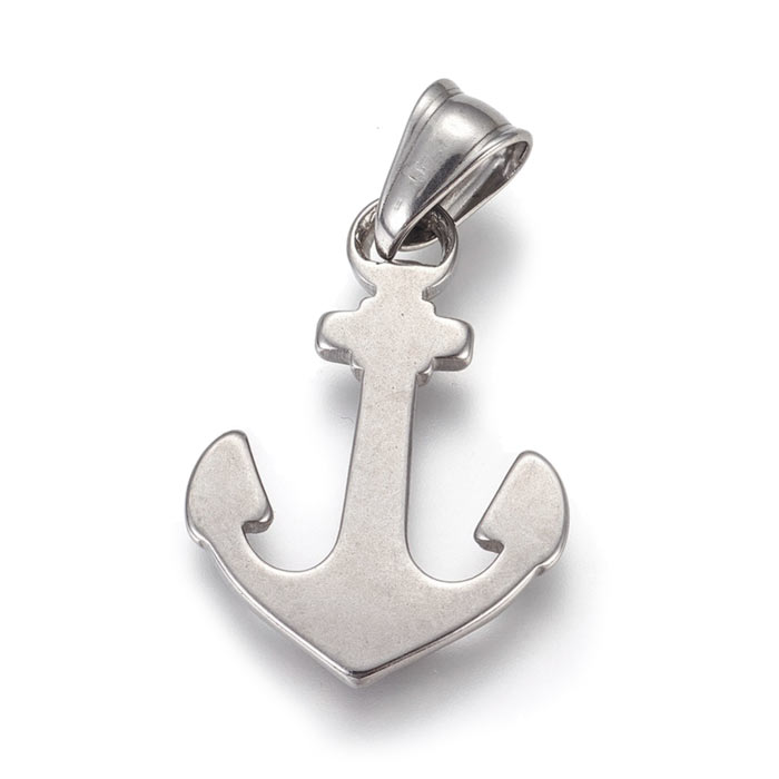 Anchor pendant, steel, bail hole size 5x7.5mm, 30x21x2.5mm, 1pc
