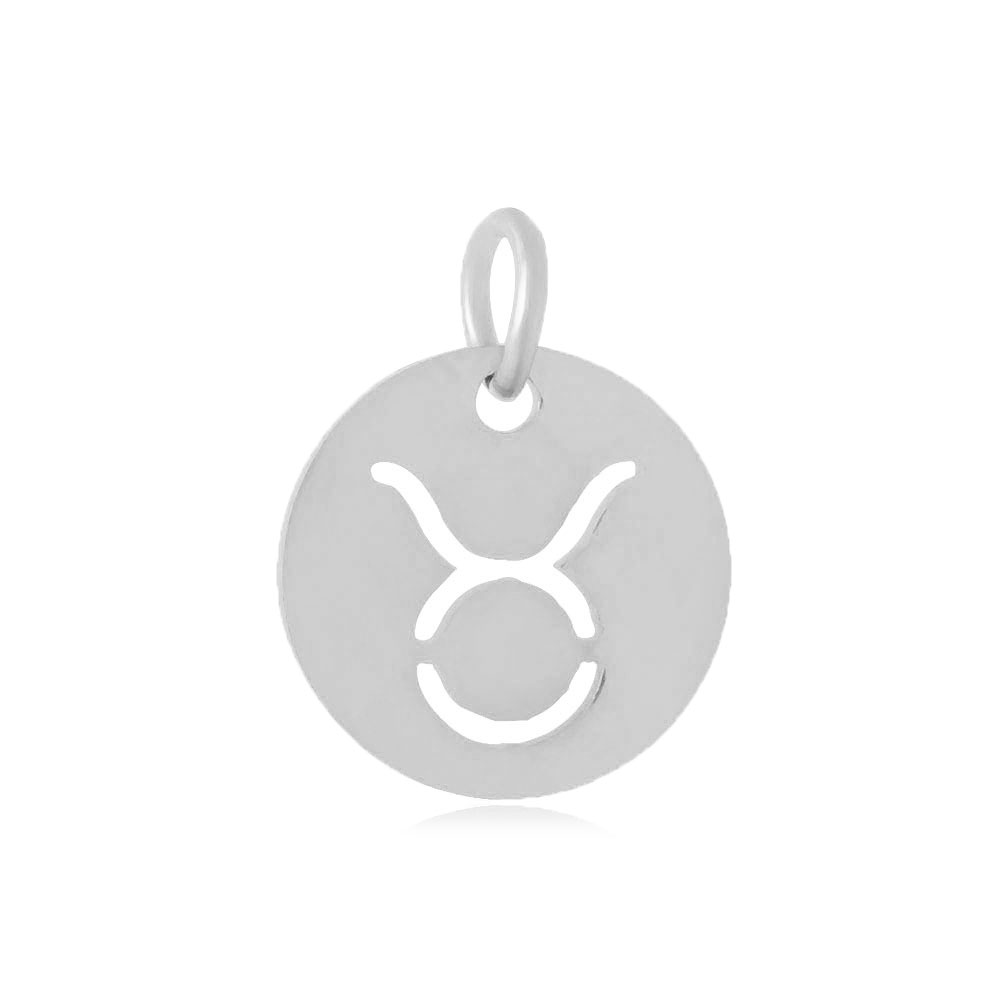 Charm, zodiac sign, Taurus, steel, 12mm, 1pc.