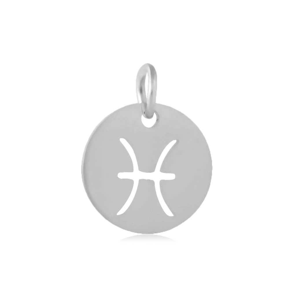 Charm, zodiac sign, Pisces, steel, 12mm, 1pc.