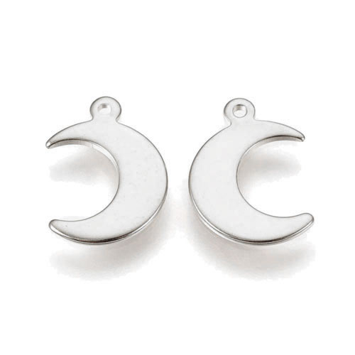 Moon shape with eye, steel, pendant, 15,5x11x1mm, 2pcs