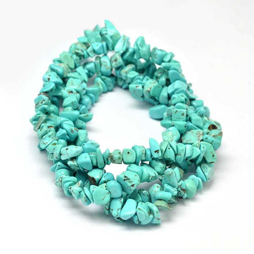 Turquoise, dyed Howlite, full strand, small nuggets, ca. 8x4x2 mm, ca. 230 pcs.