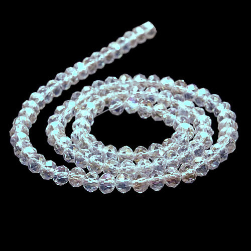 Celestial crystal, full strand, transparent, AB, Rondelle, 6x5 mm, 90pcs.