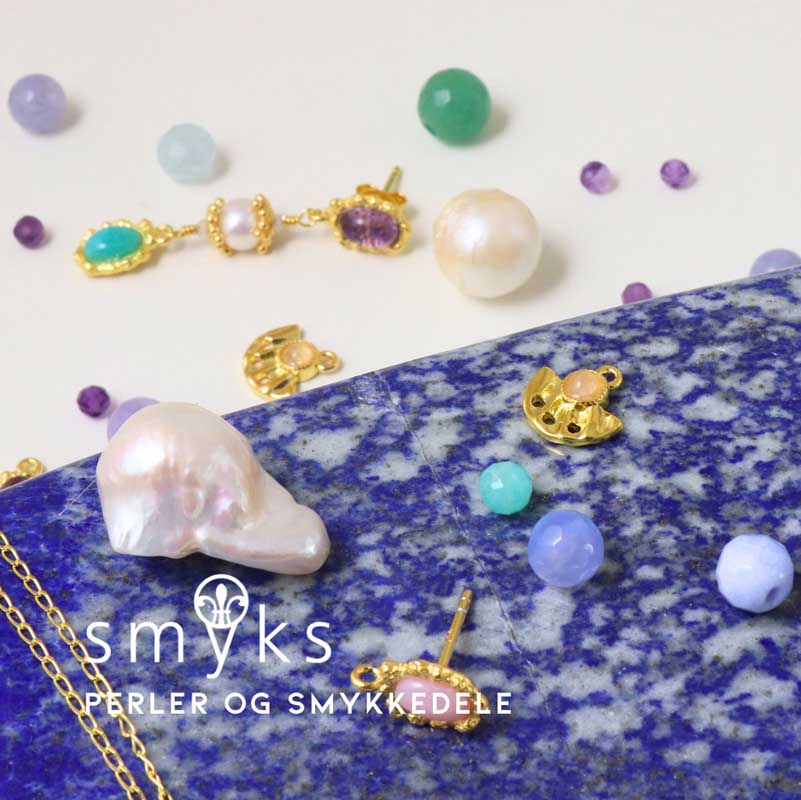 link, fan with 3 holes, loop and pink opal, gold-plated silver, 10x10 mm. 2 pcs.