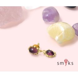 Ohrstecker mit Amethyst, vergoldetes Silber, 11,5x7x14 mm, 2 Stk