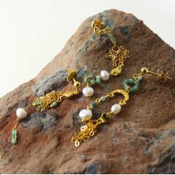 Ohrstecker, Halbmond, unebene Oberflche, mit se, 9,5x5 mm, vergoldetes Silber, 2 Stk.