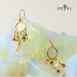 Anh&auml;nger mit 6 geschlossenen &Ouml;sen, vergoldetes silber, 15x12 mm, 2 Stck