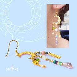 Zwischenstck, Mondsichel, gehmmert, 4 sen, vergoldetes Silber, 19x13 mm, 2 Stck