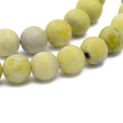 Lemon-Jade, runde Perle, ganzer Strang, hellgr&uuml;n-gelb, rund, 10 mm, ca. 39 Stk.