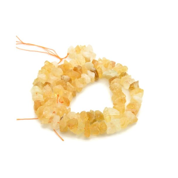 Citrine, raw nugget, dyed, yellow, entire strand of beads, ca. 12x15mm, 45pcs.